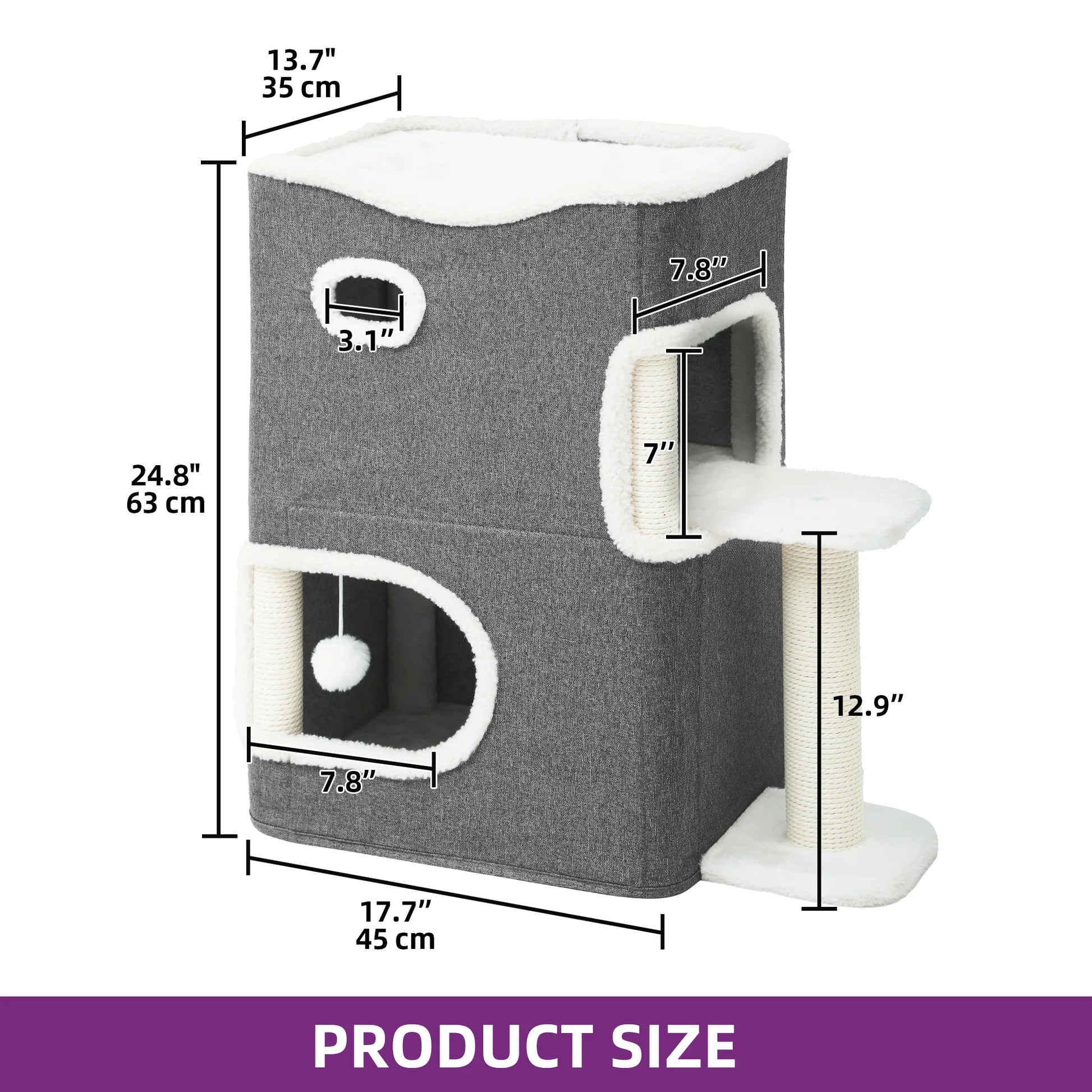 Multifunktionales Katzenhaus mit Kratzbaum & Spielzeug - Animalivo