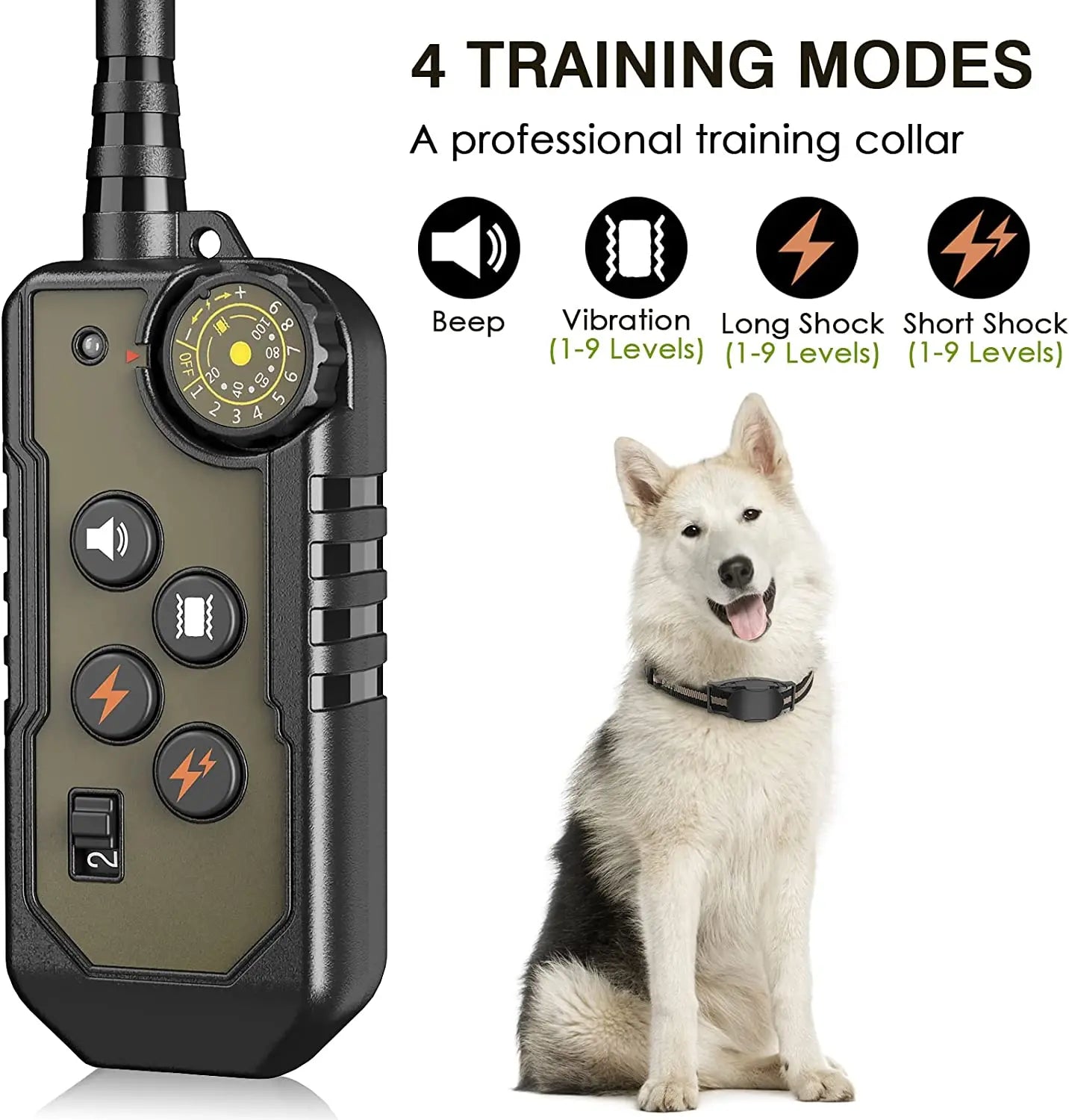 Elektrisches Hundetrainingshalsband mit Fernbedienung, wasserdicht, für Hunde, Rindeanschlag für alle Größen, Schock-Vibrationsgeräusche, Elektroschocker - Animalivo