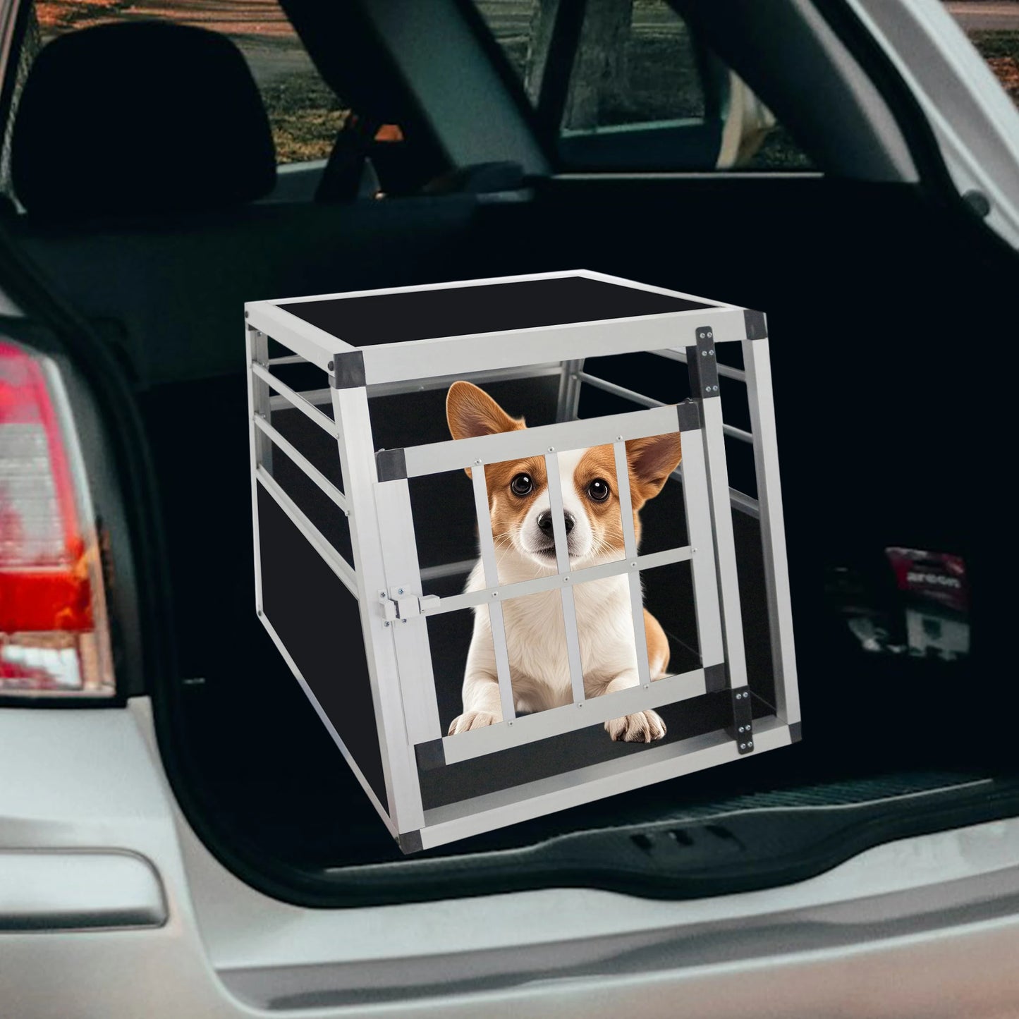 Aluminium-Hundetransportbox (Auto-Reisetasche) – Schwarz - Animalivo