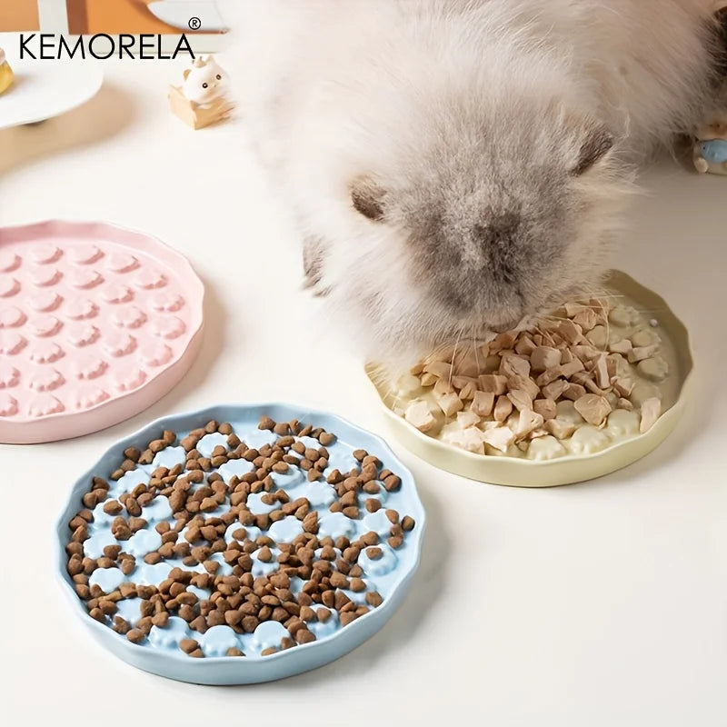 Keramik-Slow-Feeder Katzenschale im Pfoten-Design - Animalivo