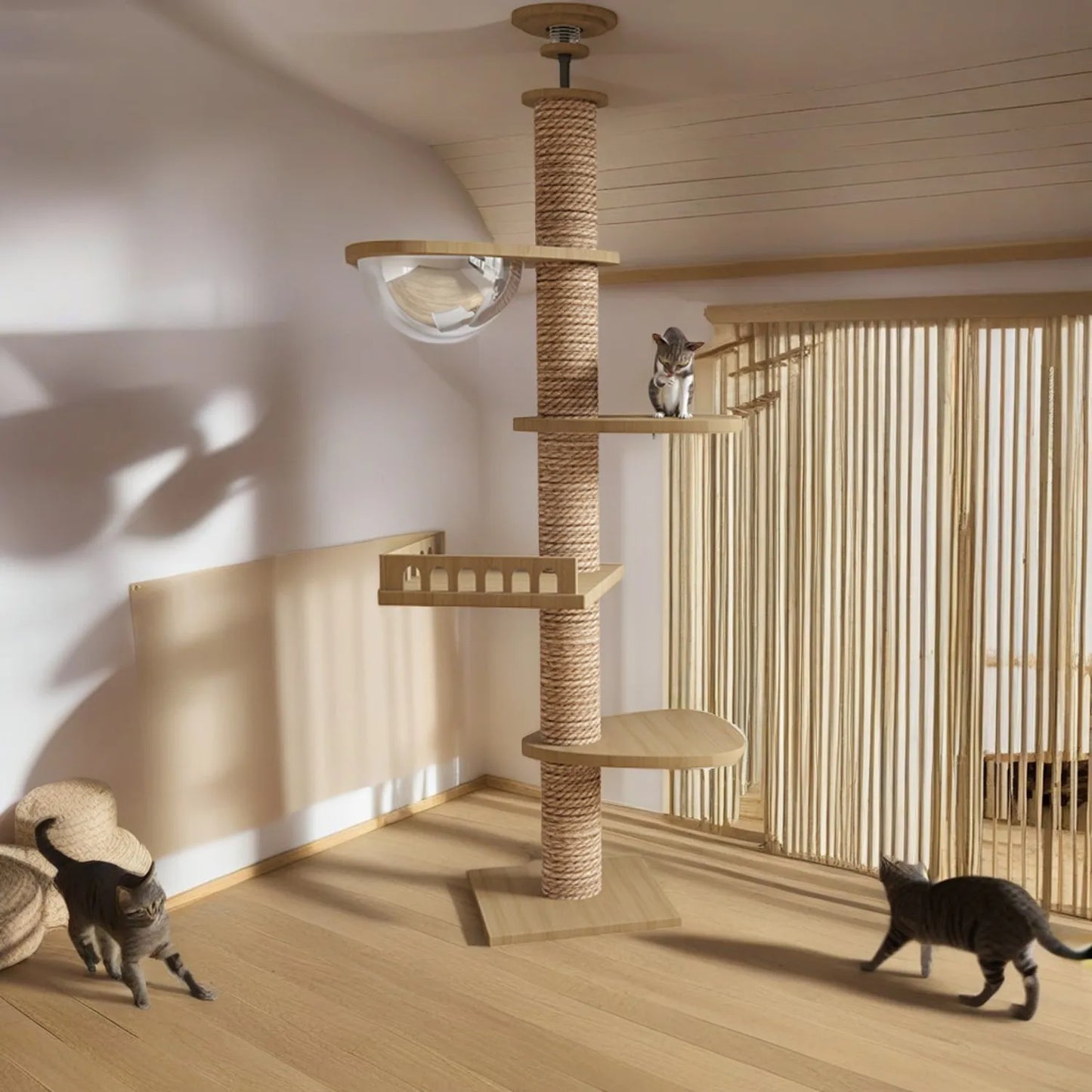 Kratzbaum Boden bis zur Decke für große Katzen