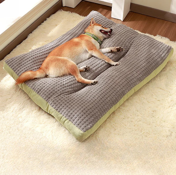 Cord-Hundebett: Verdickte, waschbare Schlafmatte für mittelgroße und große Hunde - Animalivo