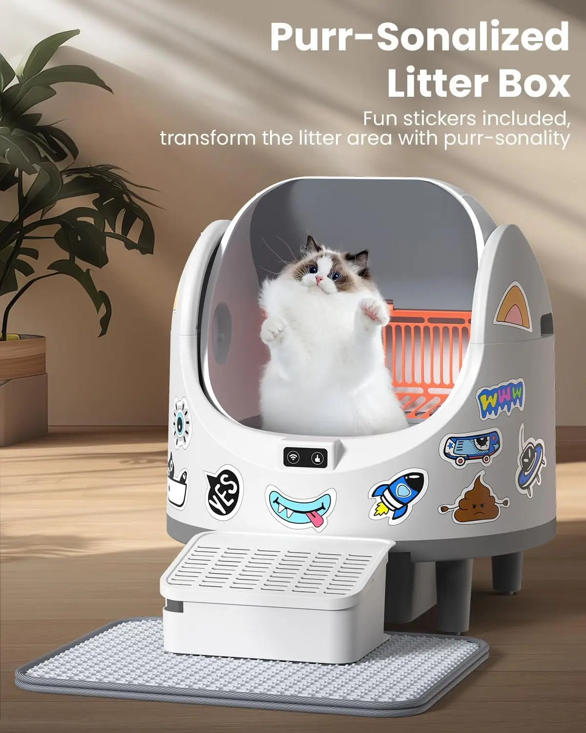 Selbstreinigende Katzentoilette, oben offen, automatische Toilette für Katzen, Katzen, automatische Toilette, spezielle große WLAN-APP-Steuerung - Animalivo