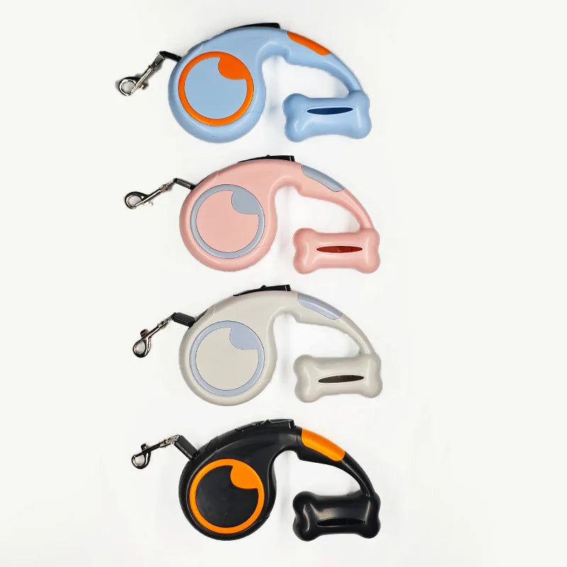 Einziehbare Hundeleine (300 cm): Automatische Leine mit Kotbeutel-Spender für kleine & mittlere Hunde - Animalivo