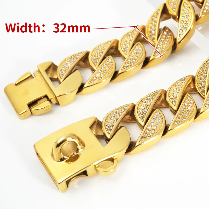 Glänzendes 32mm Kubanisches Ketten-Halsband (Robust & Kausicher) - Animalivo