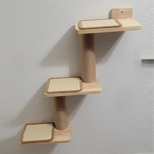 Wandmontierte Katzenmöbel aus Gummiholz