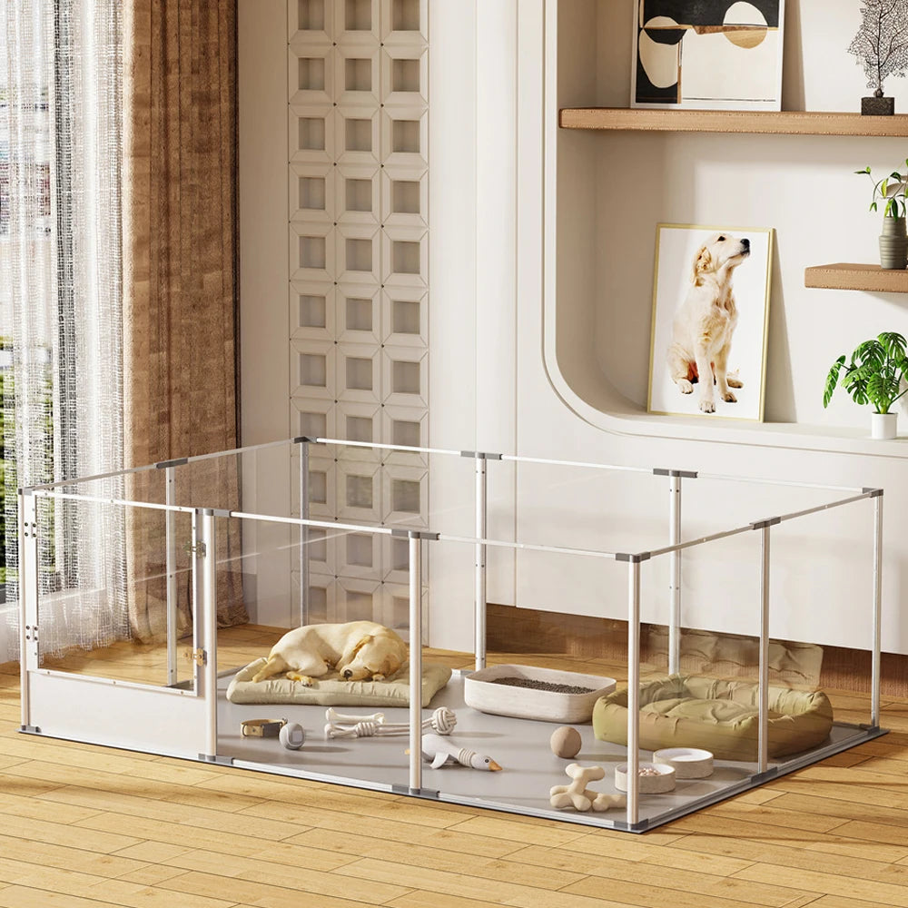 Extra Großer Acryl Hunde-Laufstall (10 Panels) – Transparent & Modular - Animalivo