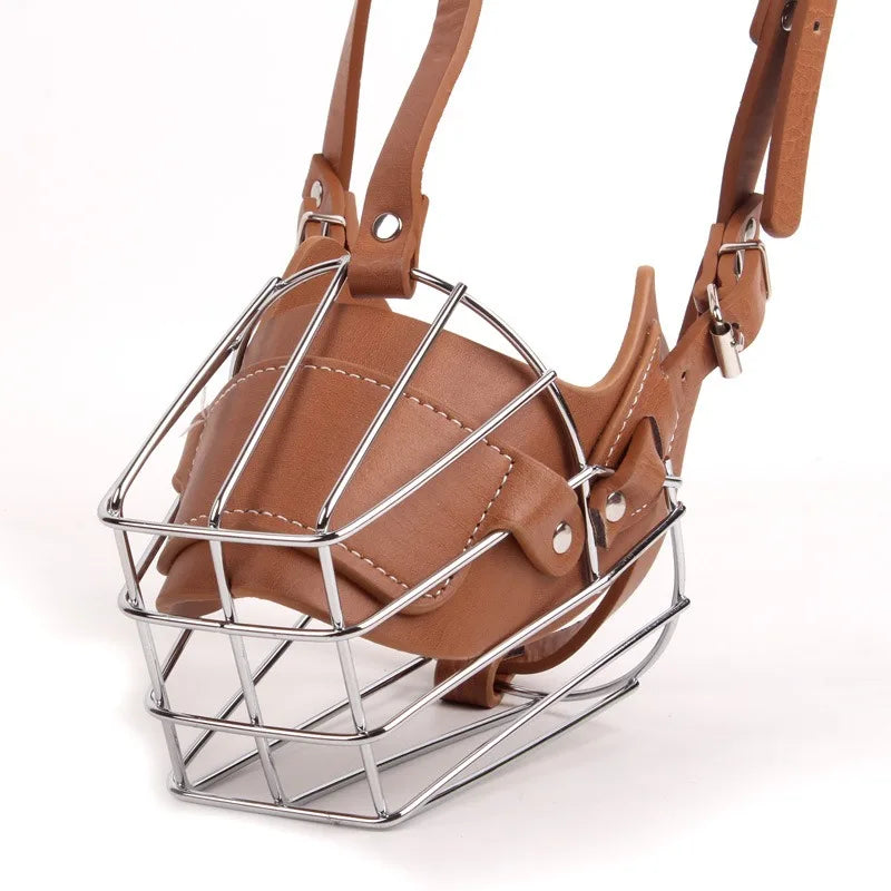 Stabiler Metall-Leder-Maulkorb (Anti-Beißen & Atmungsaktiv) - Animalivo