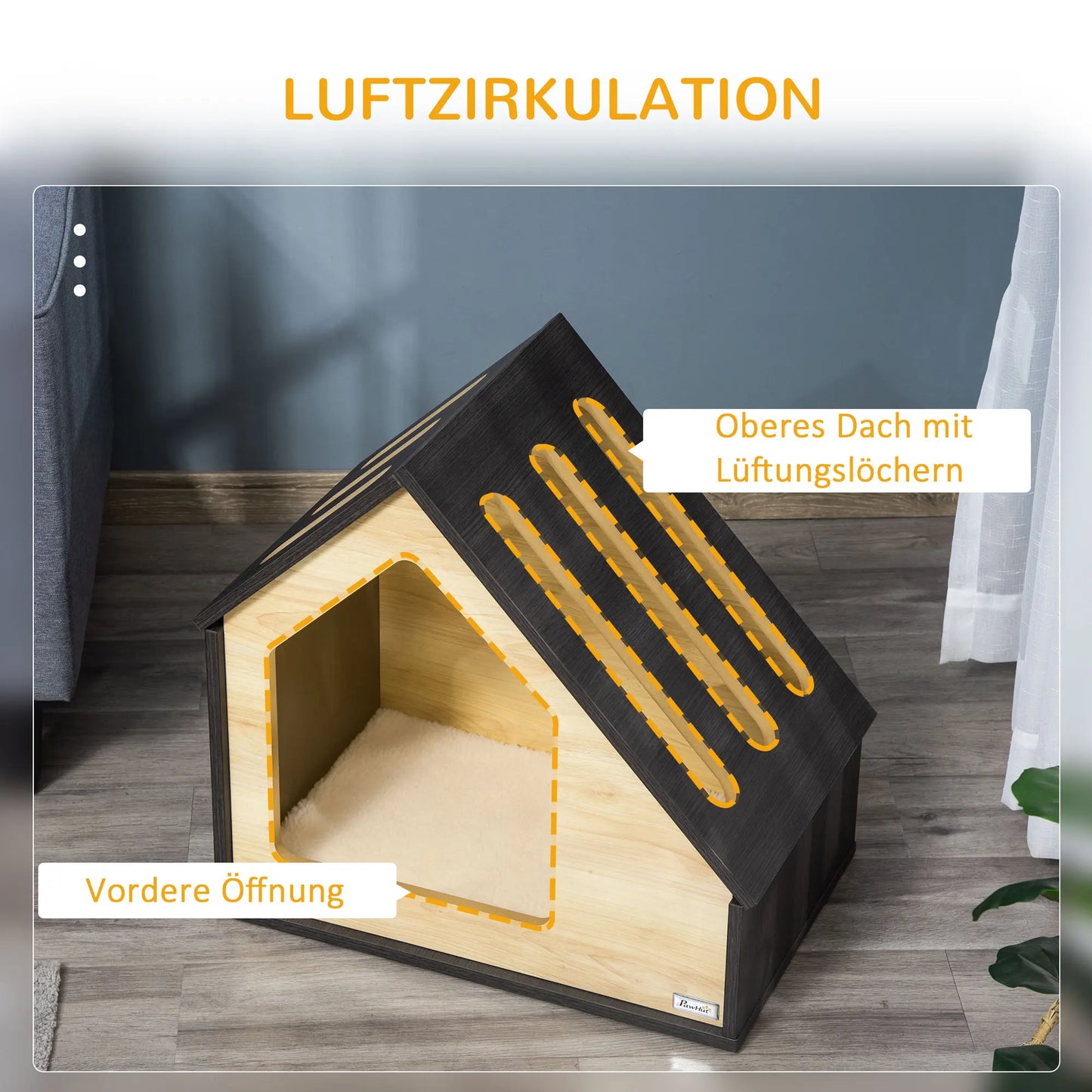 Pawhut Hundehütte Indoor Hundehöhle mit Kissen Hundehaus Hundehöhle mit schrägem Dach Katzenhaus