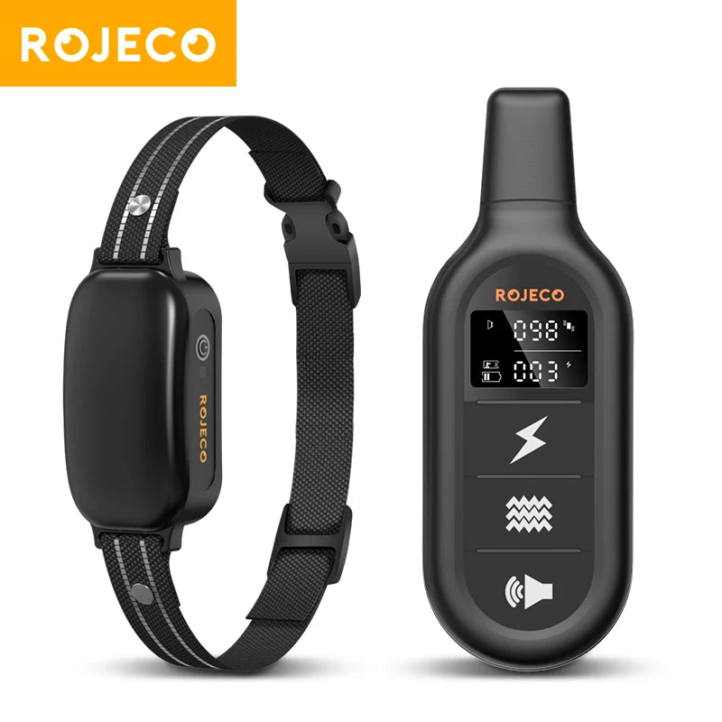ROJECO Elektrisches Hundetrainingshalsband, 3300 Fuß, Fernbedienung, IPX7 wasserdichter Vibrator, elektrisches Haustier, Welpe, Hund, Rinde, Stoppschock-Halsband - Animalivo