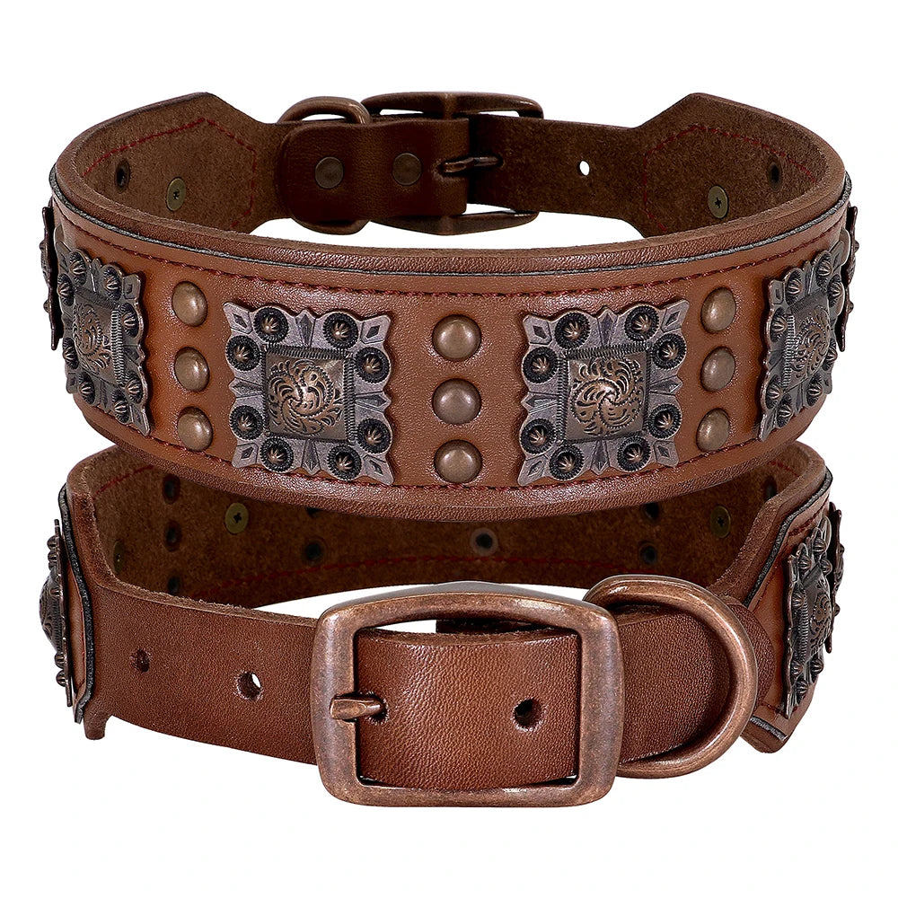 Cooles Hundehalsband aus Echtem Leder mit Spikes (Verstellbar) - Animalivo