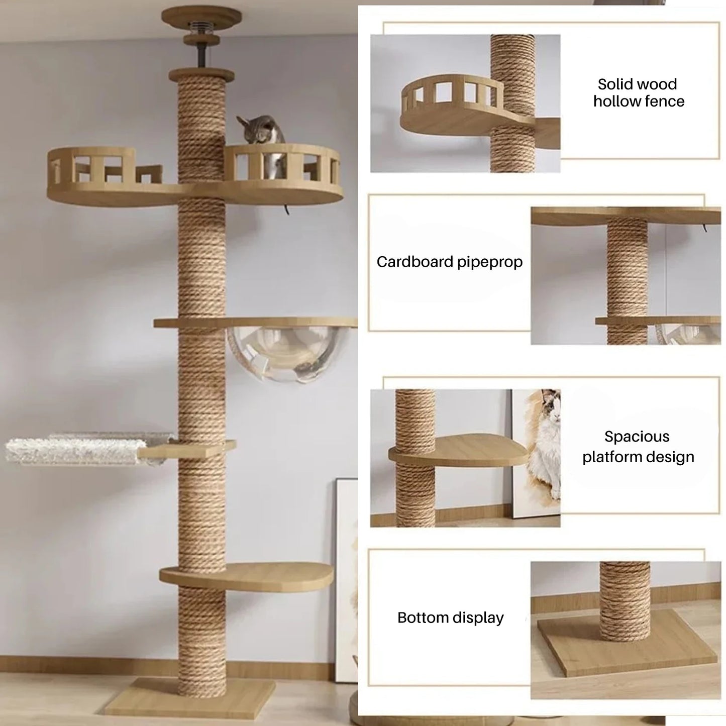 Kratzbaum Boden bis zur Decke für große Katzen