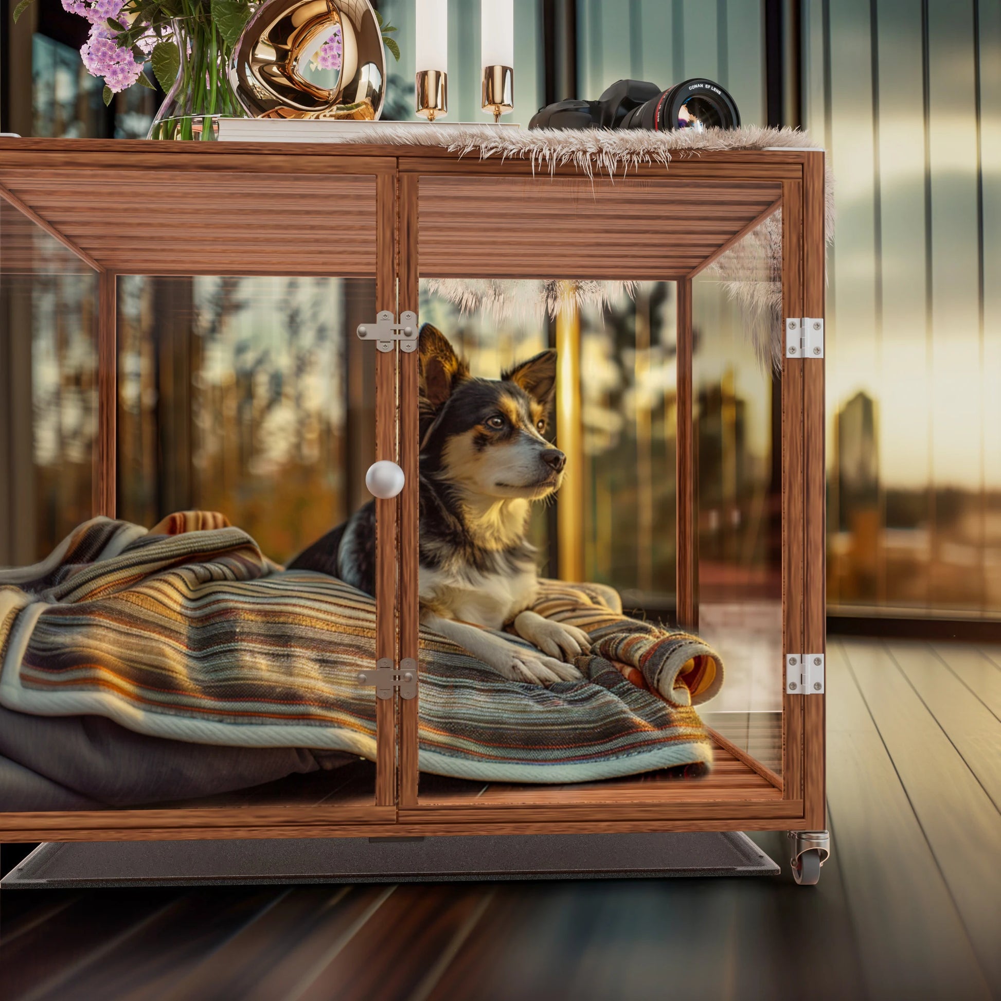 Innovativer Hundekäfig von Bingopaw – Gehärtetes Glas & Aluminiumrahmen - Animalivo