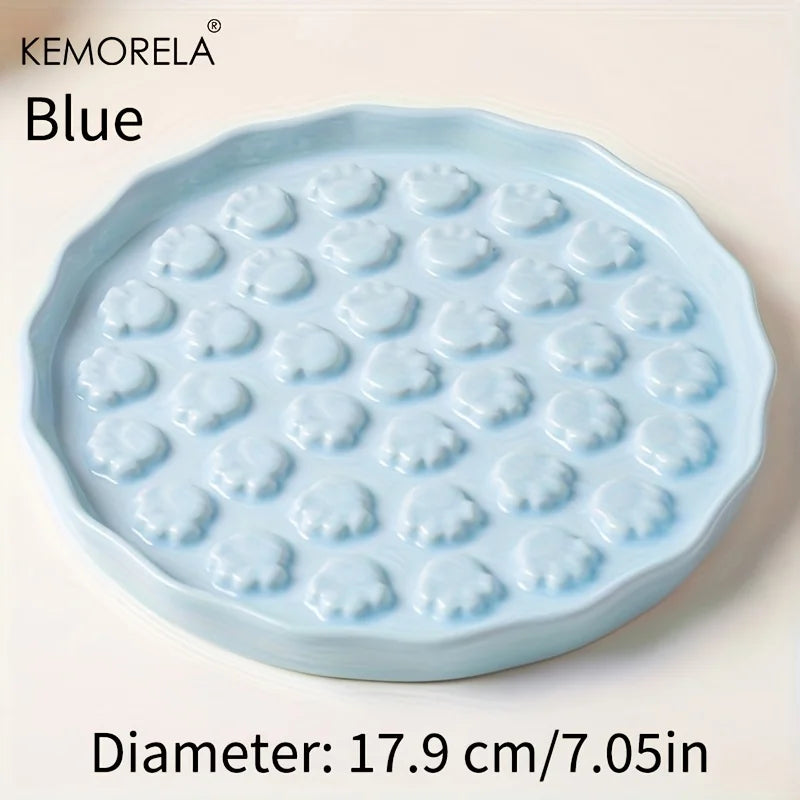 Keramik-Slow-Feeder Katzenschale im Pfoten-Design - Animalivo