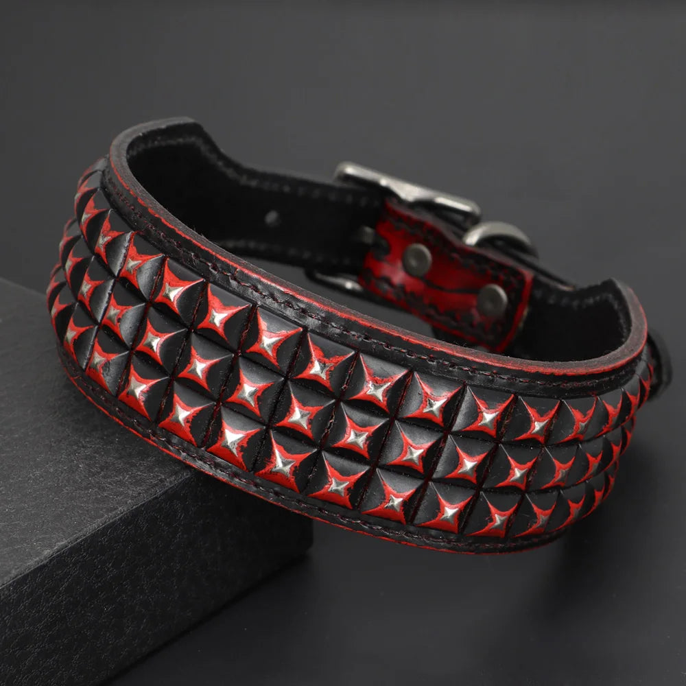 Luxuriöses Leder-Hundehalsband mit Juwelen, Spikes & Nieten - Animalivo