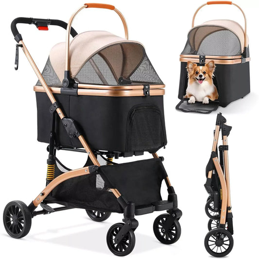 3-in-1 Haustierkinderwagen (Abnehmbare Tragetasche & Autositz) - Animalivo