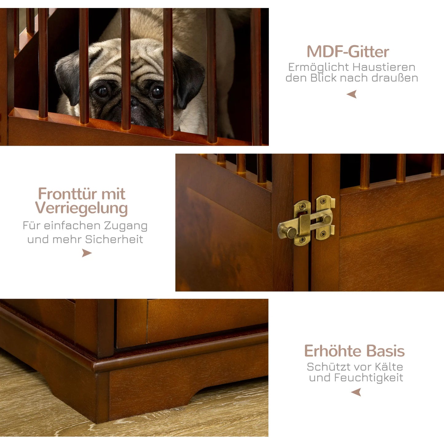 PawHut Hundekäfig, Haustierkäfig, Hundehütte für mittelgroße Hunde, Hundebox Indoor, Tierkäfig mit abschließbarer Tür