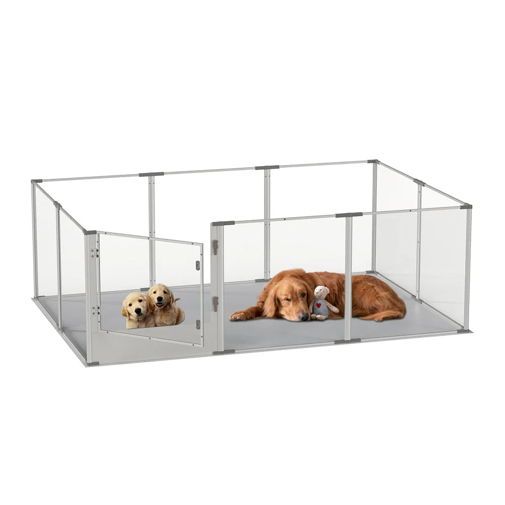 Extra Großer Acryl Hunde-Laufstall (10 Panels) – Transparent & Modular - Animalivo