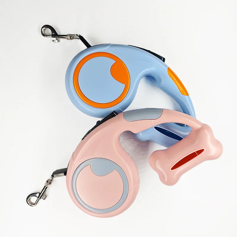 Einziehbare Hundeleine (300 cm): Automatische Leine mit Kotbeutel-Spender für kleine & mittlere Hunde - Animalivo