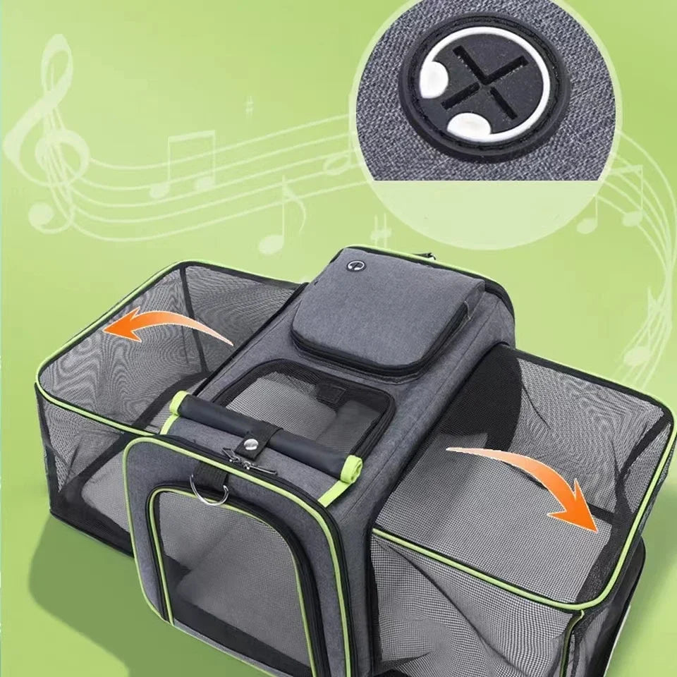 Große Kapazität Träger Katze Haustier Flug gesellschaften genehmigt reflektieren des Klebeband Katze Reisetasche erweiterbare faltbare weiche Hunde träger - Animalivo