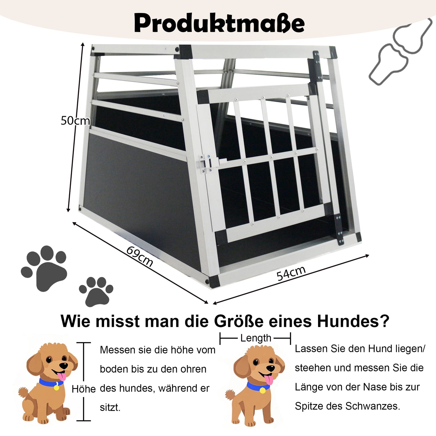 Aluminium-Hundetransportbox (Auto-Reisetasche) – Schwarz - Animalivo