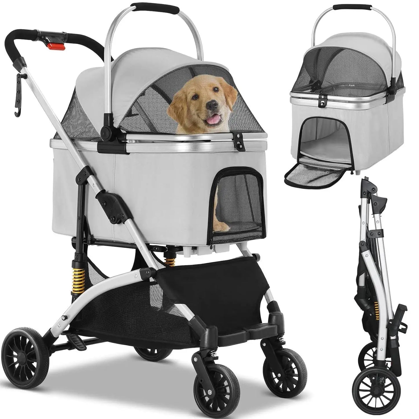 3-in-1 Haustierkinderwagen (Abnehmbare Tragetasche & Autositz) - Animalivo