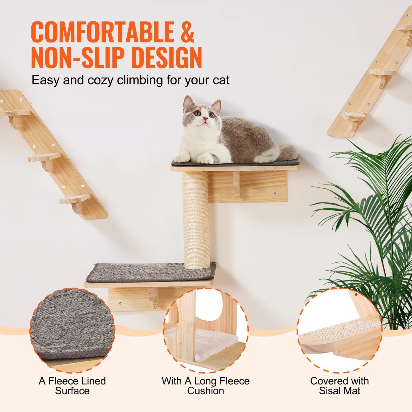 SucceBuy Wandmontierte Katzenregale & Sitzstangen
