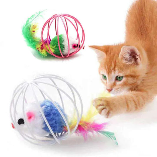 Buntes Maus-im-Käfig – Interaktives Katzenspielzeug