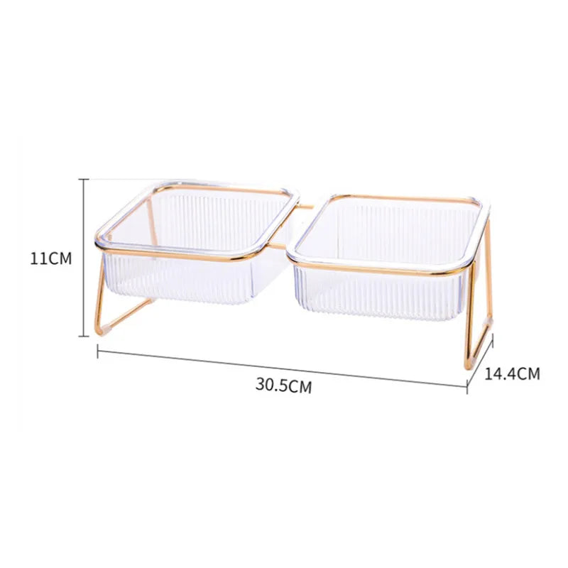 Erhöhtes Doppelnapf-Set mit goldenem Ständer - Animalivo