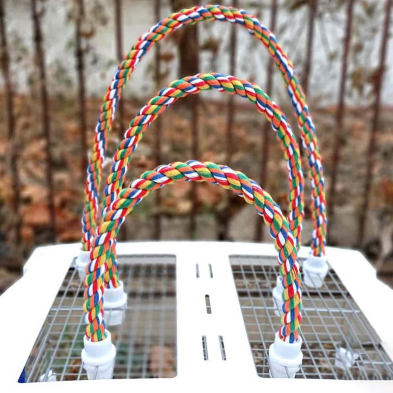 Buntes Baumwollseil-Kletterspielzeug für Papageien - Animalivo