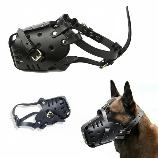 Robuster Leder-Korbmaulkorb (Anti-Biss) für Deutscher Schäferhund & Dobermann - Animalivo