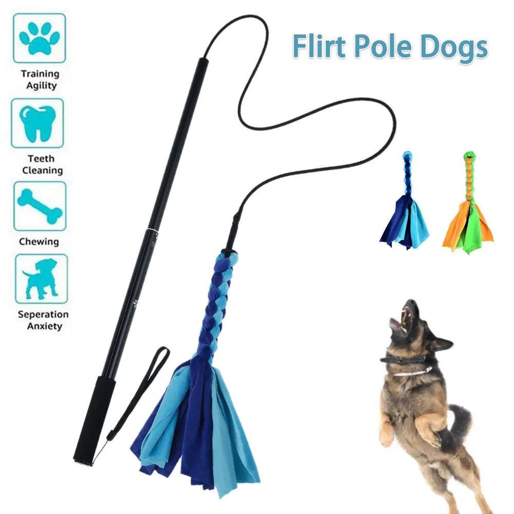 Hunde Flirt Locken Pole Stick Spielzeug Haustier Interaktive Jagen Schwanz Teaser Zauberstab Training Kauen Seil Katze Haustier - Animalivo