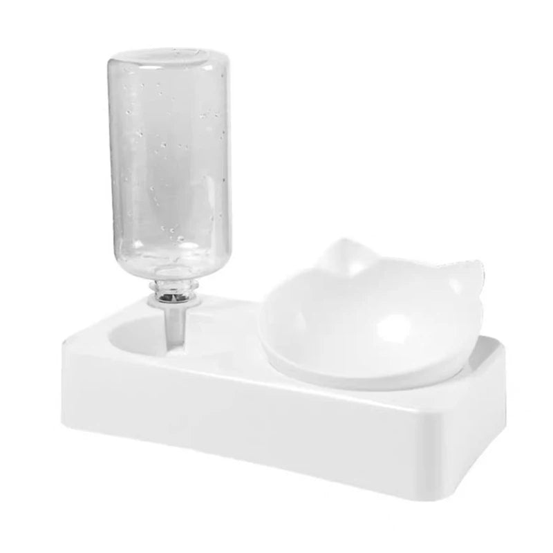 Erhöhte Doppelnäpfe mit Wasserspender, 15° geneigt - Animalivo