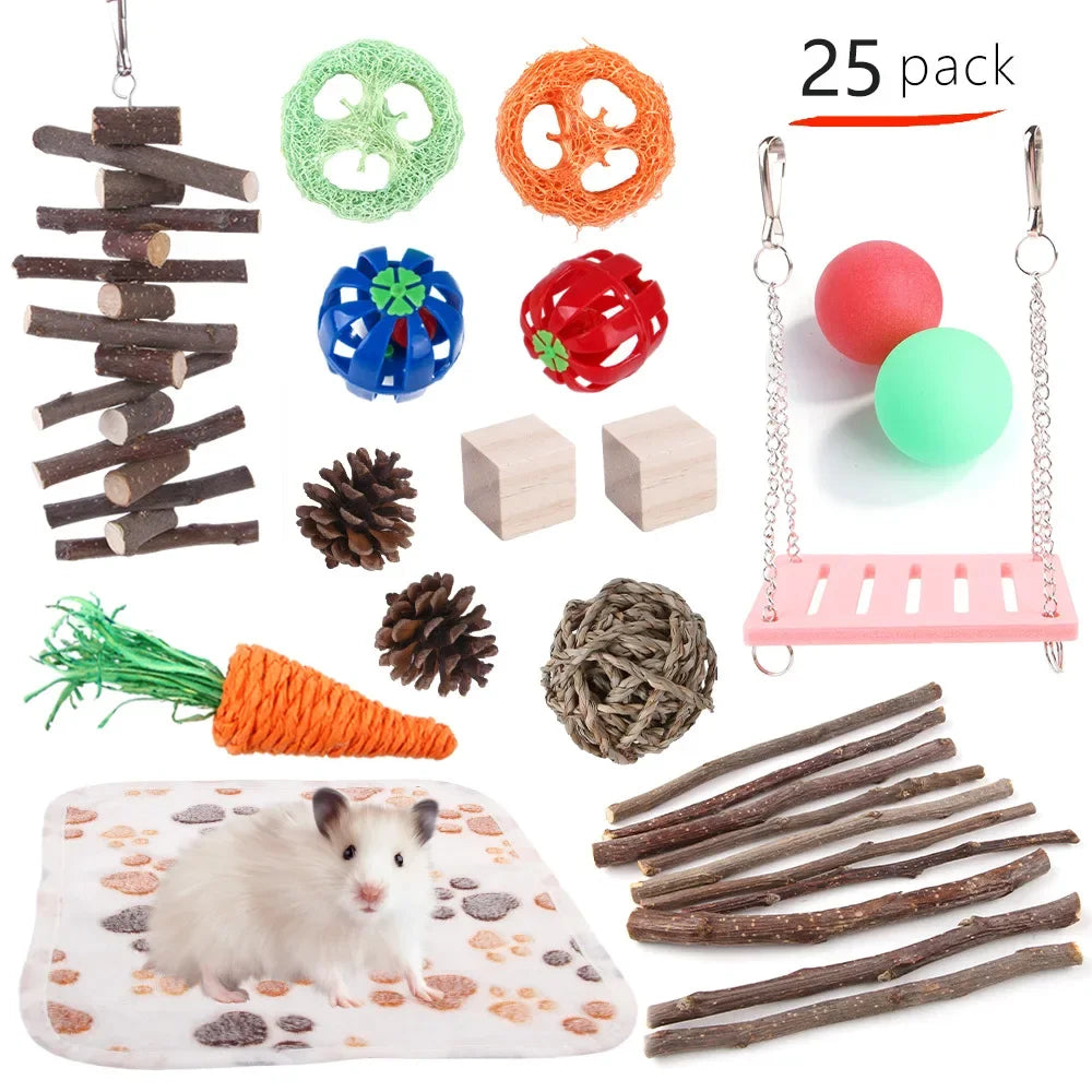 Zahnpflege Kauspielzeug-Set für Kaninchen & Nager - Animalivo