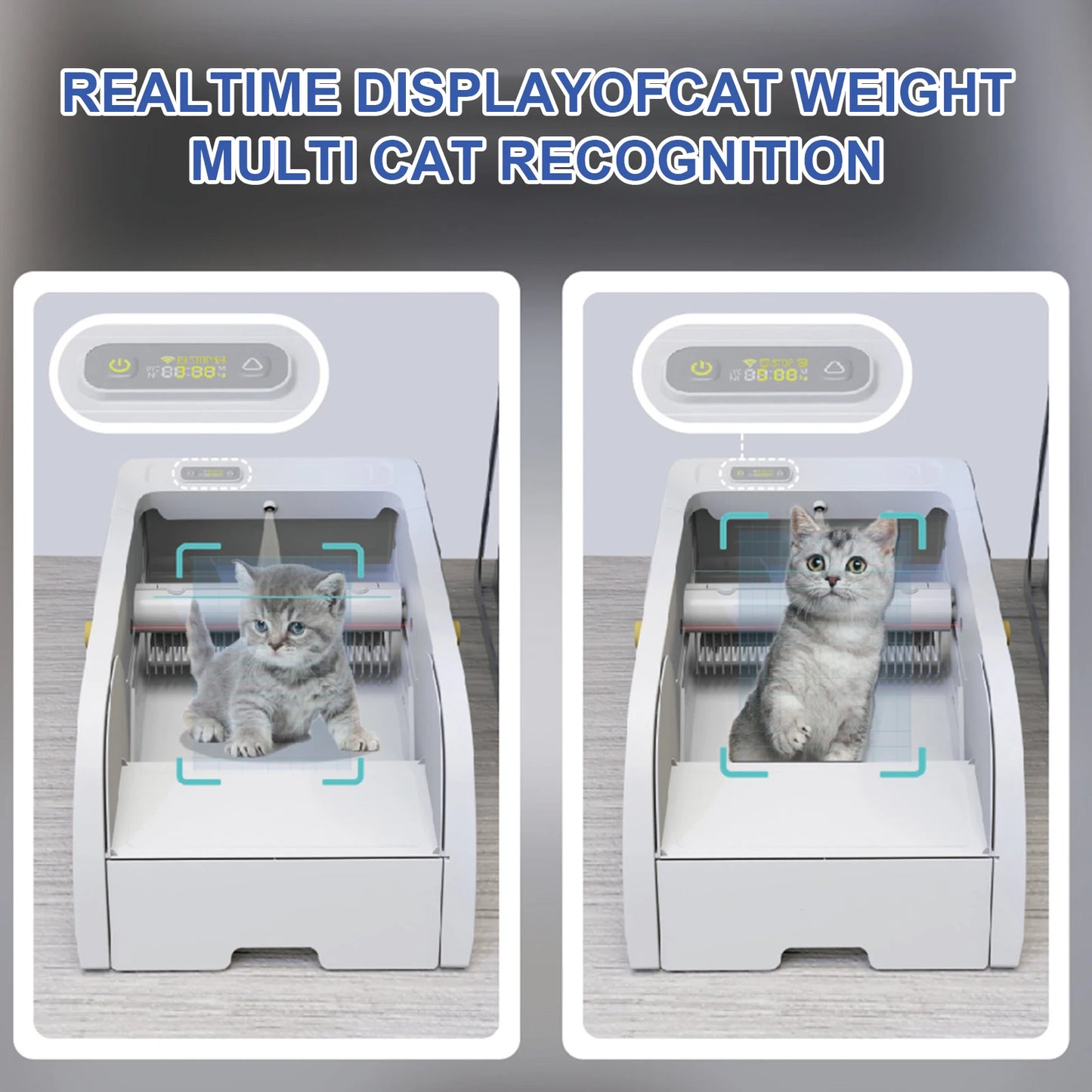 Automatische Katzentoilette, oben offen, Katzentoilette, Geruchskontrolle, App-Steuerung, großes Fassungsvermögen