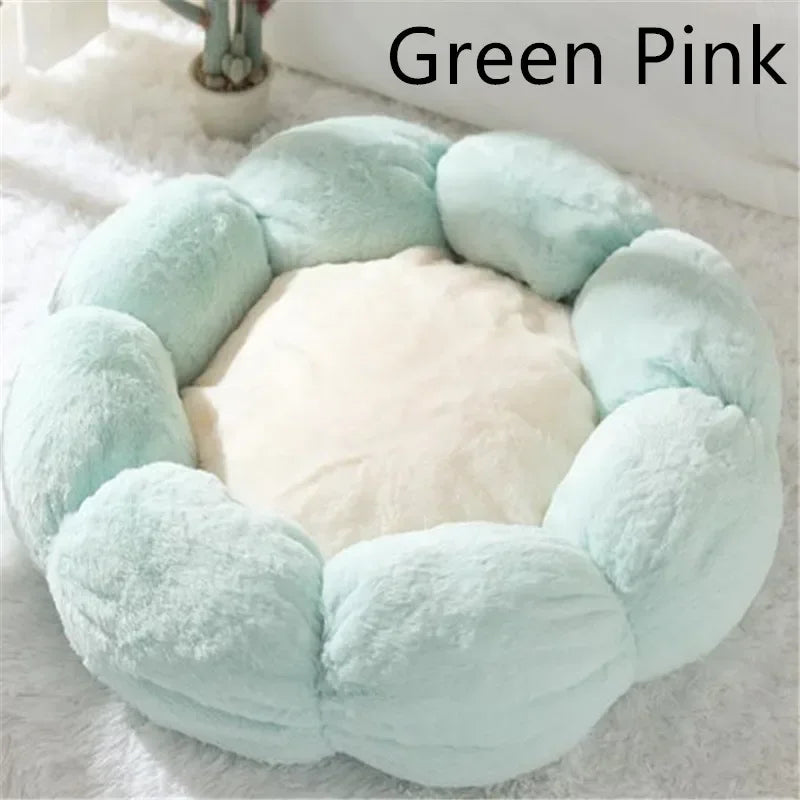 Blumenförmiges Ultraweiches Plüsch-Katzenbett - Animalivo