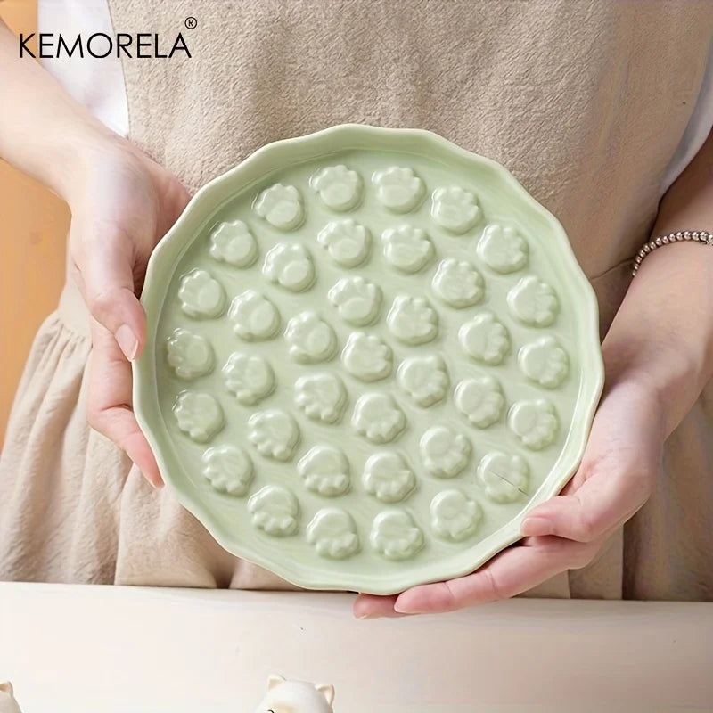 Keramik-Slow-Feeder Katzenschale im Pfoten-Design - Animalivo