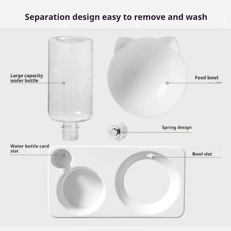 Erhöhte Doppelnäpfe mit Wasserspender, 15° geneigt - Animalivo