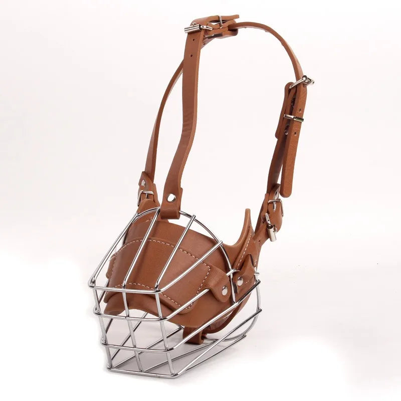 Stabiler Metall-Leder-Maulkorb (Anti-Beißen & Atmungsaktiv) - Animalivo