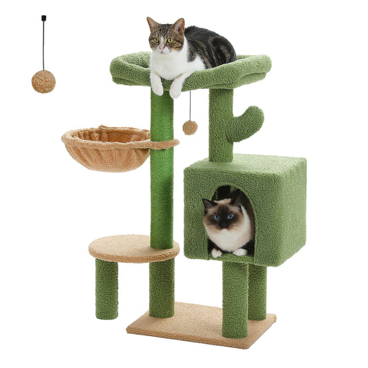 Kompakter Kratzbaum (90 cm) mit Höhle & Hängematte