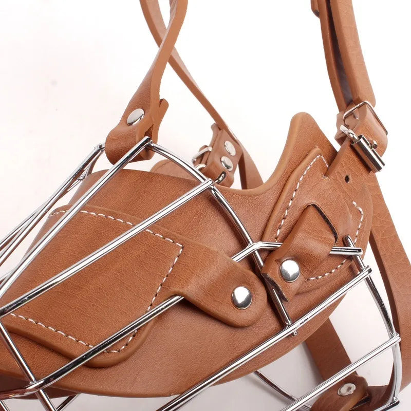 Stabiler Metall-Leder-Maulkorb (Anti-Beißen & Atmungsaktiv) - Animalivo