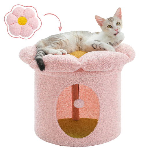 Großes Katzenhaus mit Blumen-Katzenbett