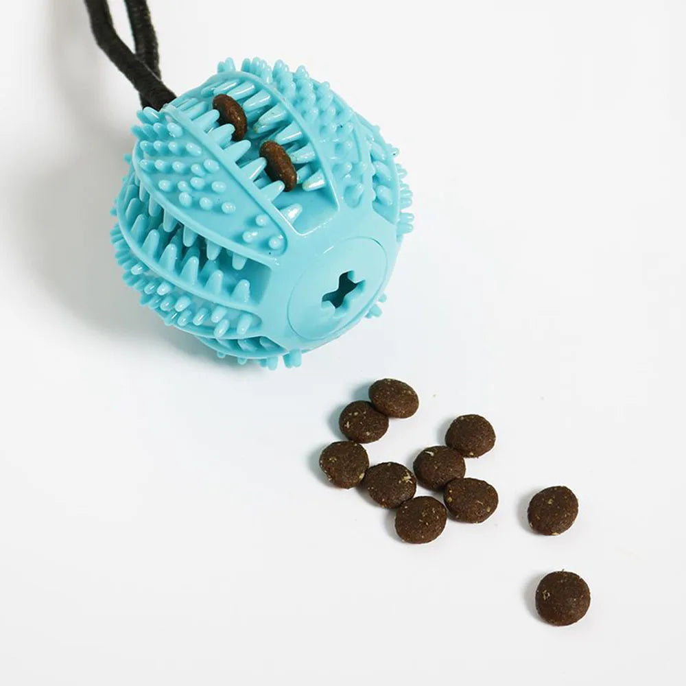 Kauspielzeug-Ball: Interaktiver Futterspender mit Saugnapf für aggressive Kauer & Zahnreinigung - Animalivo