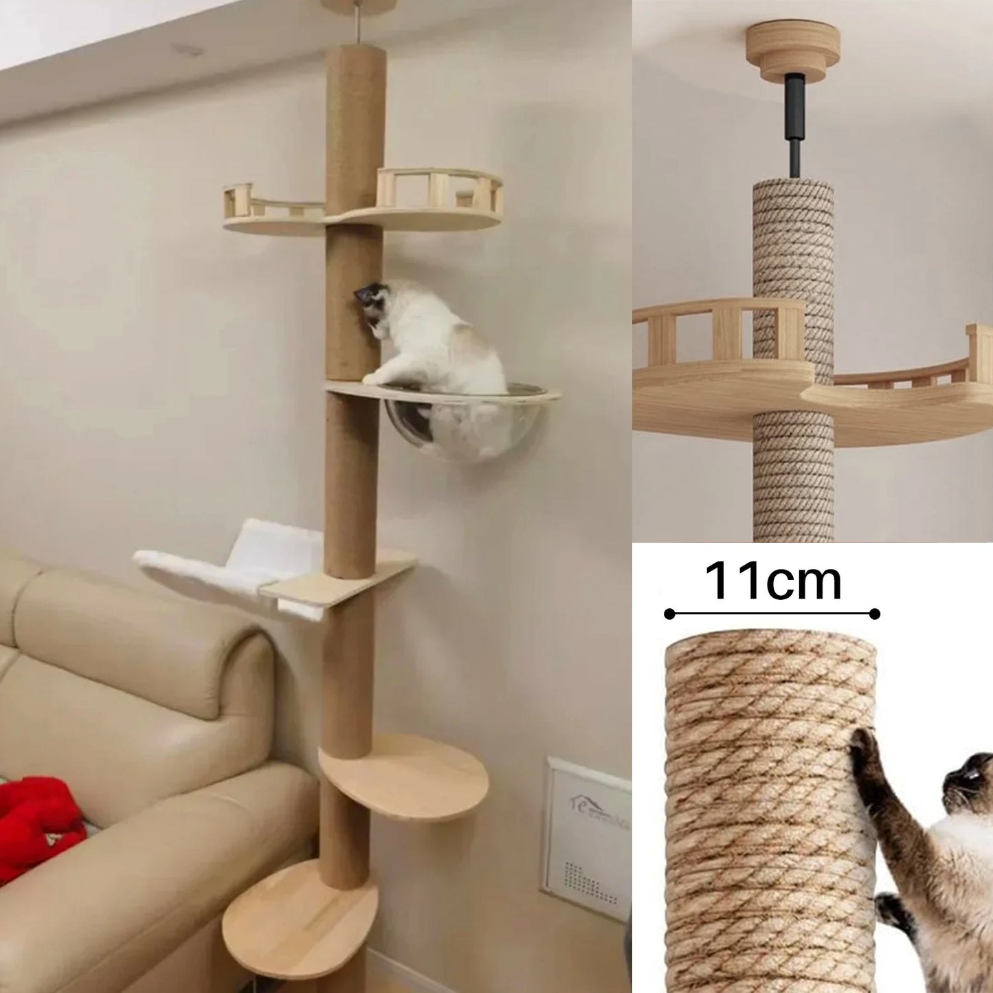 Kratzbaum Boden bis zur Decke für große Katzen
