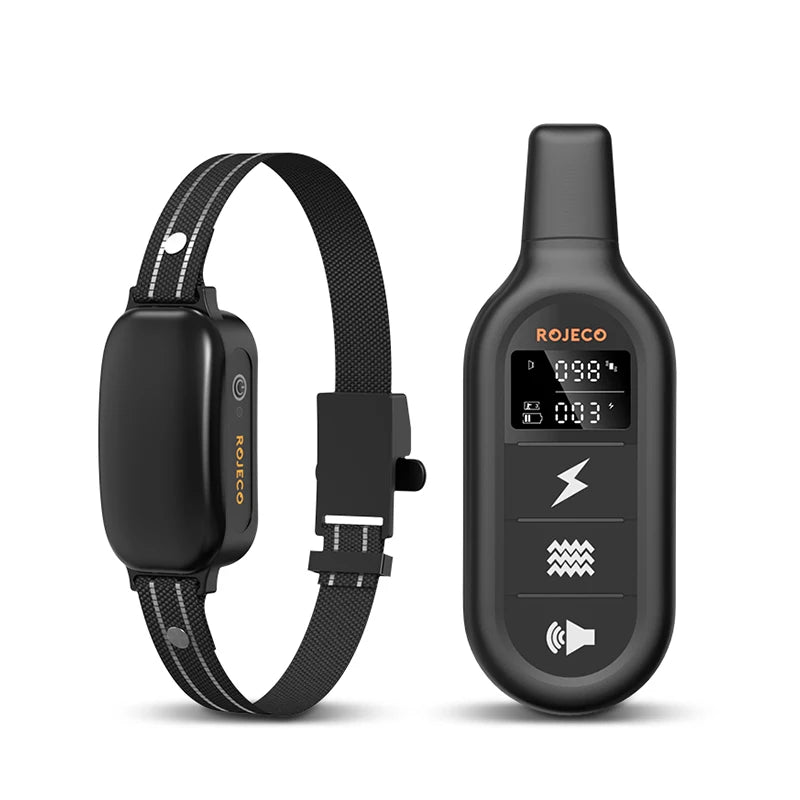 ROJECO Elektrisches Hundetrainingshalsband, 3300 Fuß, Fernbedienung, IPX7 wasserdichter Vibrator, elektrisches Haustier, Welpe, Hund, Rinde, Stoppschock-Halsband - Animalivo