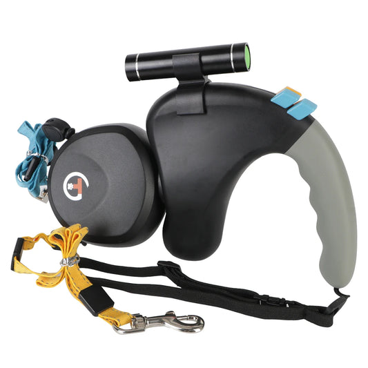 Doppelleine für 2 Hunde: Ausziehbare, verstellbare Traktionsseil-Leine mit Rotation - Animalivo