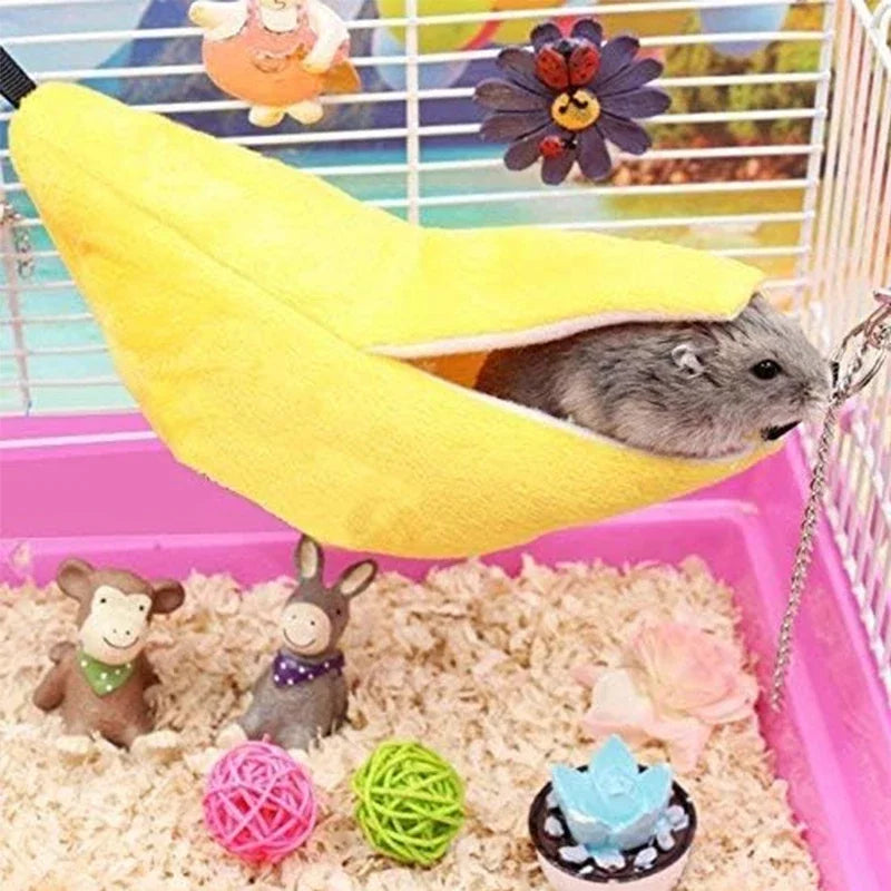Warmes Bananen-Bett – Hängematte für Hamster & Zuckergleiter - Animalivo