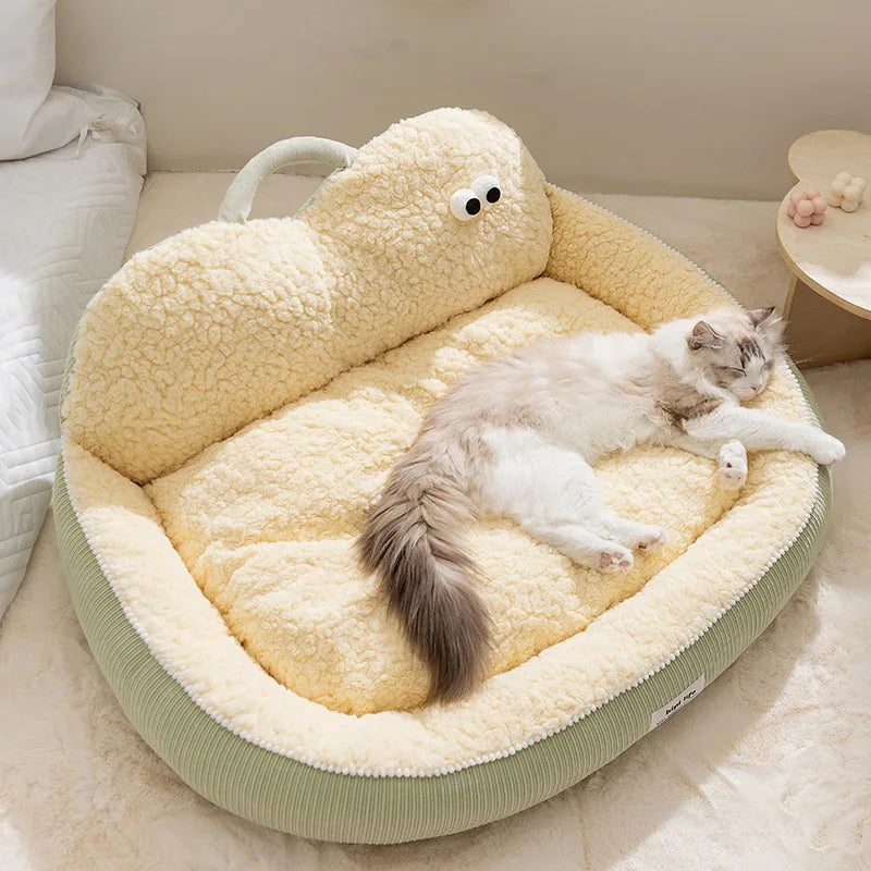 Ganzjähriges Haustierbett (Katze/Hund) mit Nackenschutz & Bolster-Rand - Animalivo