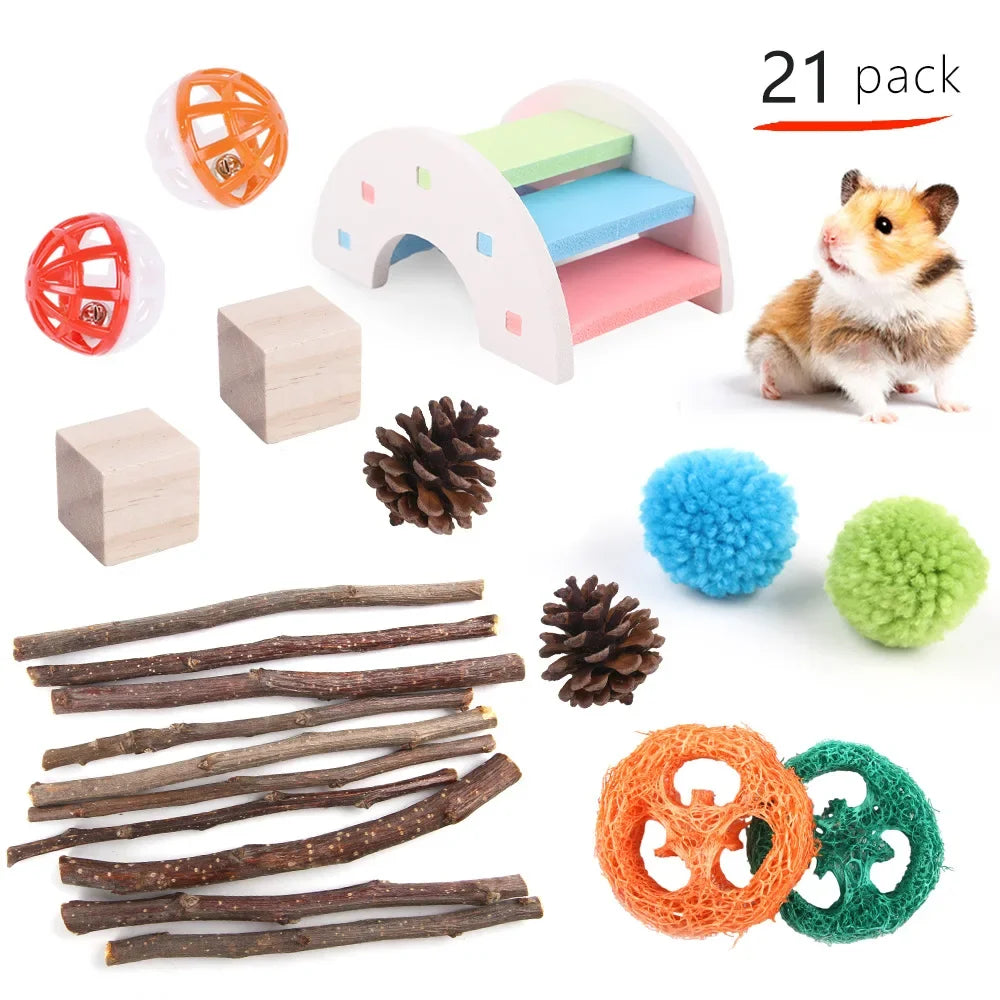 Zahnpflege Kauspielzeug-Set für Kaninchen & Nager - Animalivo