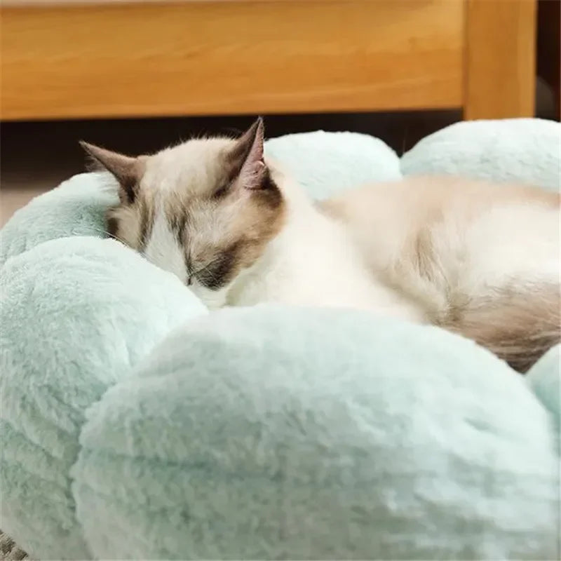 Blumenförmiges Ultraweiches Plüsch-Katzenbett - Animalivo